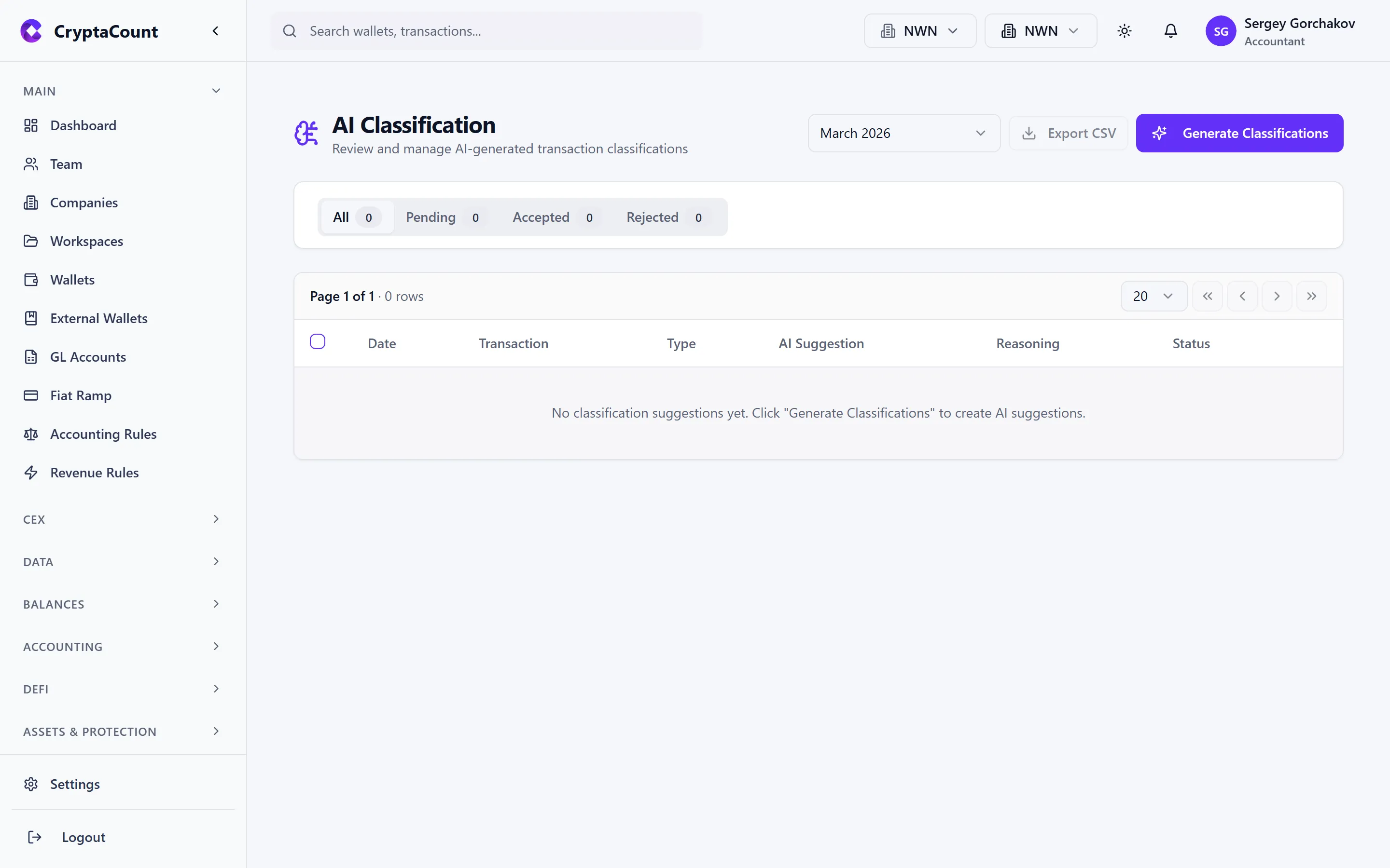 AI classification suggestions