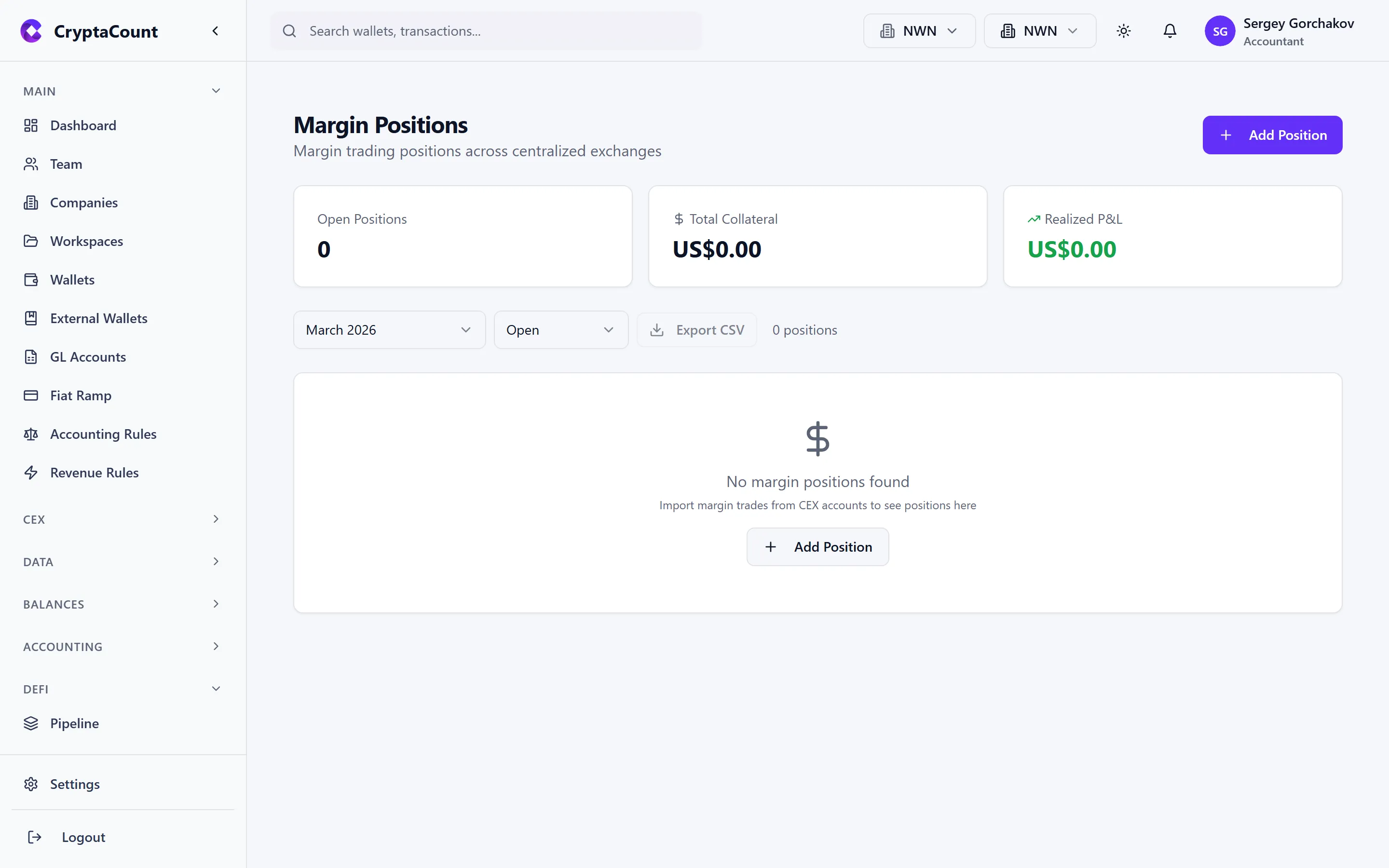 Margin trading positions