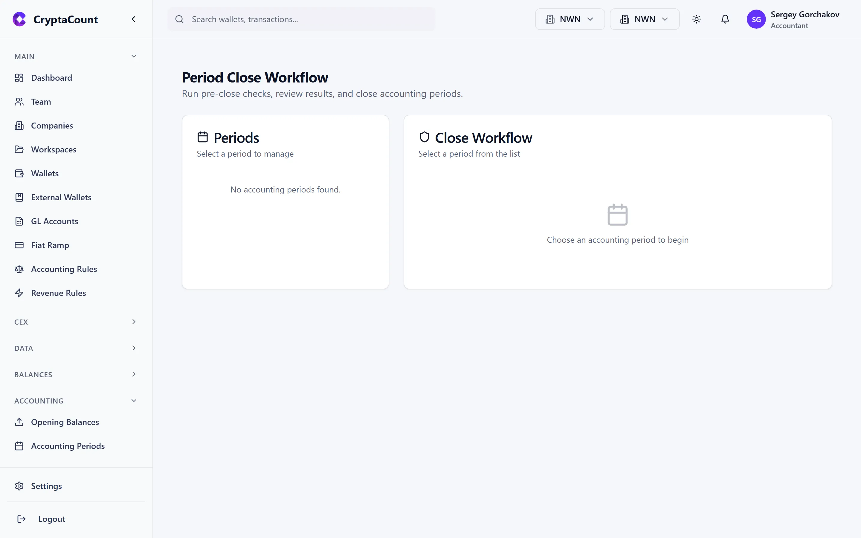 Period close workflow