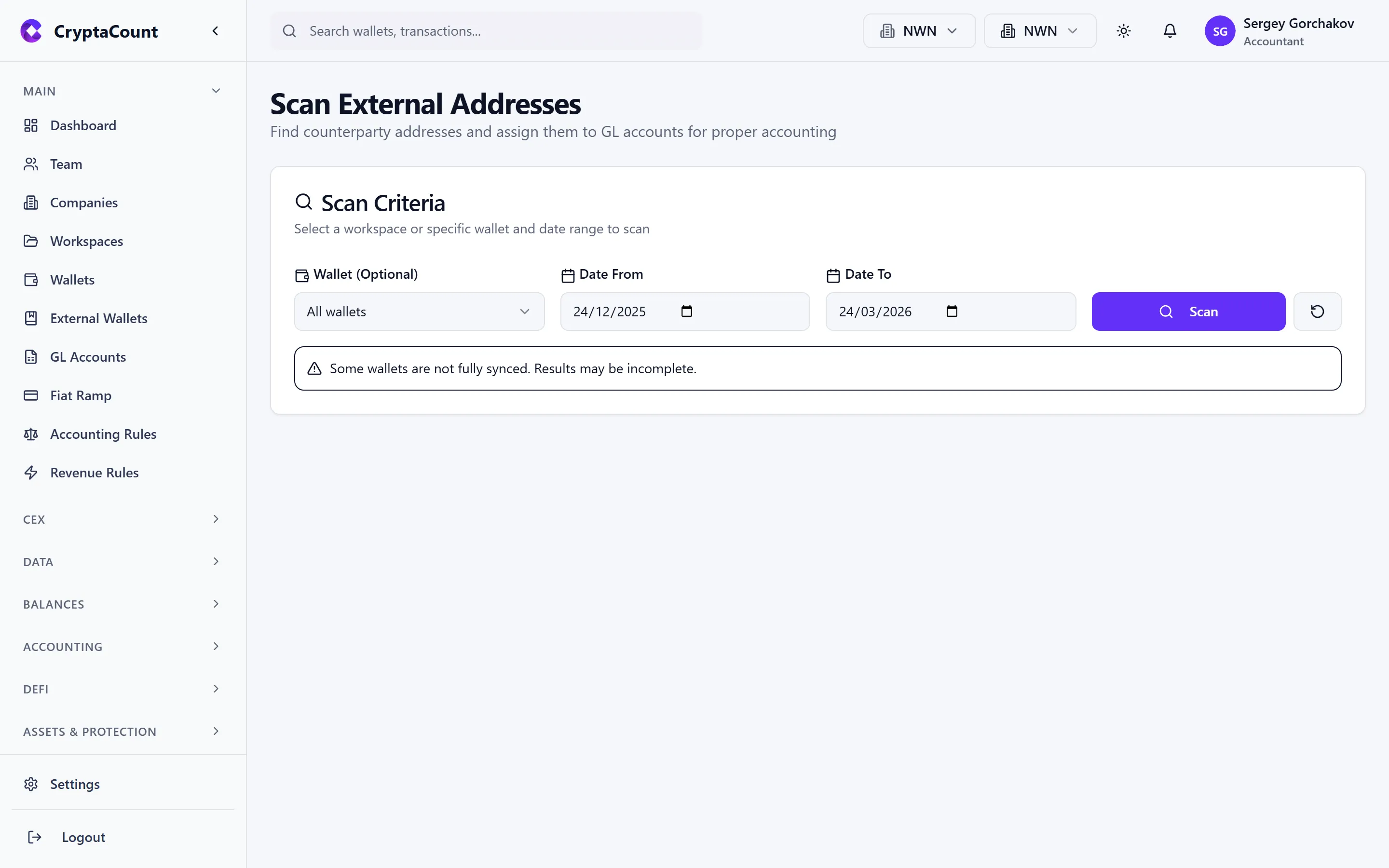 Scan wallets for new addresses