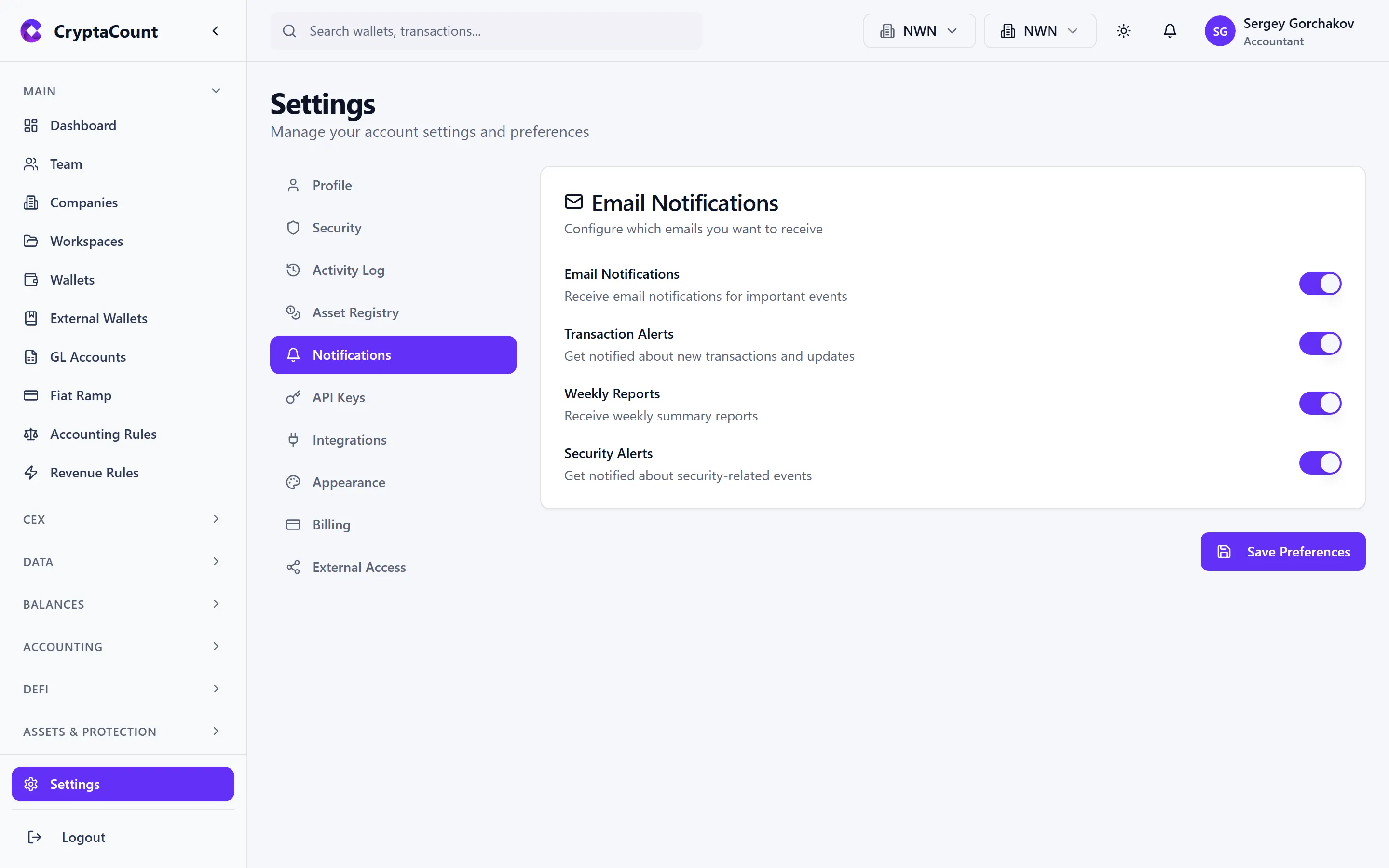 Notification preferences
