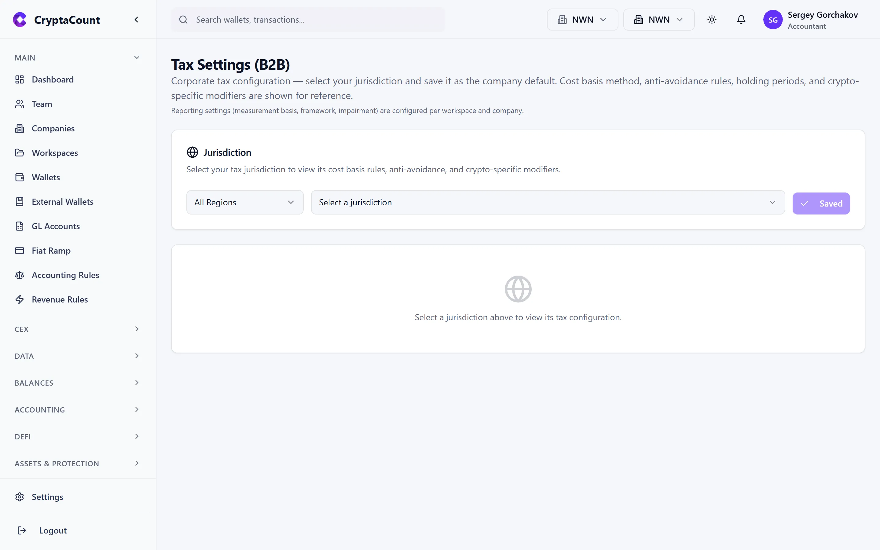 Tax settings for B2B accounts